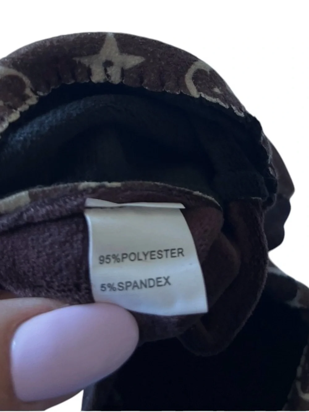 New Women’s M/L Brown Monogram Print Stretch Gloves Soft Touch Winter Fall